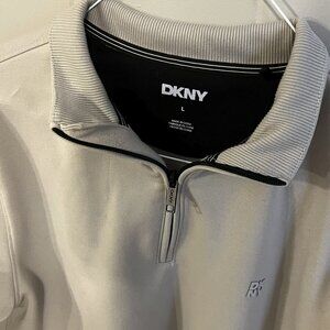 DKNY Men's Large Quarter Zip Pullover Sweatshirt Tan/Khaki EUC